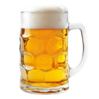 Freshly poured mug of beer topped with foam ready to be enjoyed on a sunny day, Mug fresh beer with cap of foam isolated on transparent background png