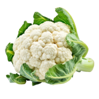 Fresh cauliflower with green leaves isolated on a transparent background showcasing its natural texture and color in vivid detail, Cauliflower vegetables isolated on a transparent background png