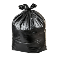 Black garbage bag isolated on a transparent background ready for disposal and waste management tasks, garbage bag isolated transparent background png