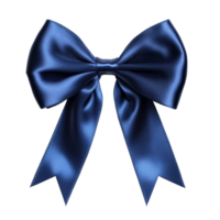 Elegant dark blue satin ribbon bow isolated against a clean transparent backdrop, perfect for various decorative uses and craft projects, Dark Blue Satin Ribbon Bow Isolated on transparent background png