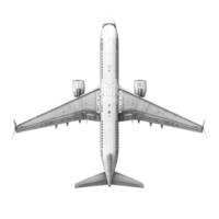Top view of a modern airplane isolated on a transparent background showcasing detailed design elements, Airplane isolated on transparent background png