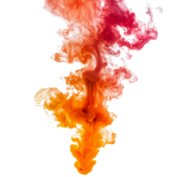 Vibrant red and orange ink smoke swirling in a captivating display against a transparent background, red orange colorful ink smoke isolated on transparent background png