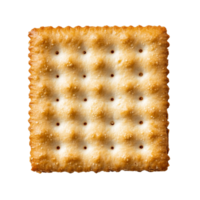 A single cracker displayed on a transparent background, highlighting its texture and shape in a -colored light for an appealing look, Cracker on transparent background png