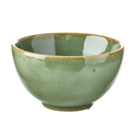 A beautifully crafted green bowl isolated against a transparent background with a smooth glaze finish highlighting its shape, Green bowl isolated on transparent background png