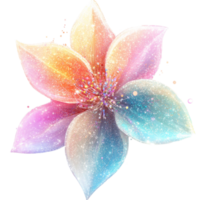Colorful glitter flower blooming on a transparent background with sparkling transparent accents, Beautiful colorful glitters flower on a transparent background png