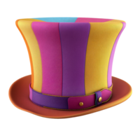Colorful vintage cylinder hat displayed against a transparent background, emphasizing its unique design and vibrant hues, vintage colorful cylinder hat 3d isolated on transparent background or transparent backgroud png