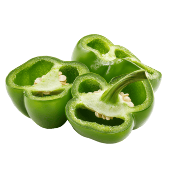 rebanado verde campana pimienta aislado en un limpiar transparente antecedentes para culinario presentaciones o receta ilustraciones, rebanado verde campana pimienta aislado en transparente antecedentes png