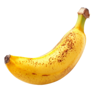 Banana isolated on a transparent background showcasing its yellow peel and speckled texture, banana isolated on a transparent background png