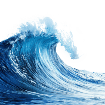 A magnificent ocean wave with a curling crest against a transparent background showcasing the power of nature, Ocean Wave with Curling Crest, Isolated on transparent background png