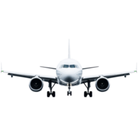 Aerial view of an isolated airplane on a transparent background showcasing its sleek design and structure, Airplane isolated on transparent background 3D Rendering png