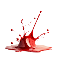The bright transparent backdrop highlights a dramatic splash of red liquid, creating an energetic and impactful visual, Splash of blood on transparent background png