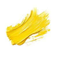 A vibrant yellow paint smear brush stroke isolated on a clean transparent background showcasing artistic creativity, yellow paint smeart brush strokeisolated on transparent background png