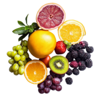 Vibrant assortment of fresh fruits on a transparent background, showcasing the colors and textures of nature's bounty, vegetables and fruits on transparent background png
