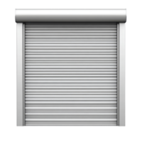 Industrial roll-up door with metallic frame isolated on a transparent background for storage and security solutions, Industrial RollUp Door in Metallic Frame Isolated on transparent background png