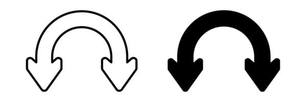 double semicircle arrow icon set. modern design isolated on white background. vector