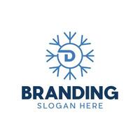 Initial D Snowflake Cold Minimalist Modern Icon Business Creative Logo vector