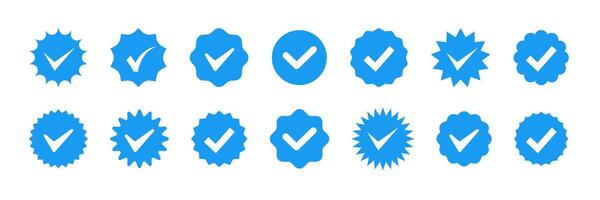 Collection of Blue Check Mark Verification Badges vector