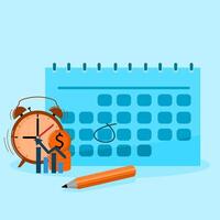 Calendar, alarm clock, and business graph illustration vector