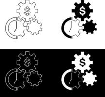 A set of four icons depicting gears and money vector