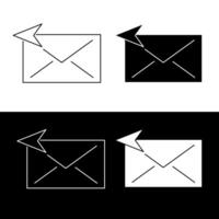 An envelope with an arrow pointing to it on a black and white background vector