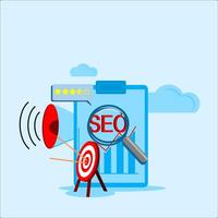 SEO. Engine Optimization word search illustration, flat . vector
