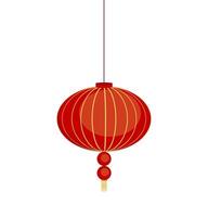 Red chinese paper lantern on a rope. Element for design of greeting card, banner, scrapbooking, sticker. vector