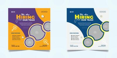 Job vacancy design poster. We are hiring post feed on square design. Open recruitment design template. vector