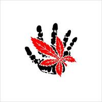 Cassava leaves on palm with white background vector