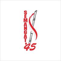 Red and white stick with the words '45 spirit' written on it. This can be used as a sticker. vector