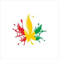 Cassava leaves in red, yellow, green with white background vector