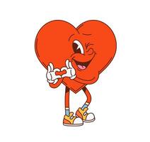 Groovy math heart geometric figure character vector