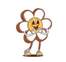 Groovy gingerbread daisy cookie adorable character vector
