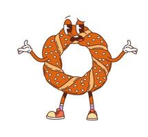 Groovy Turkish simit bake funny character vector