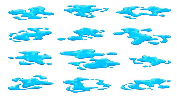 Liquid water splash, rain water puddles, leakage