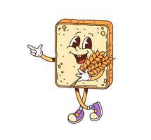 Groovy toast bread cheerful isolated character vector