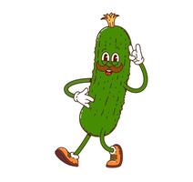 Groovy cucumber vegetable cheerful character vector