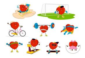Cartoon heart characters, love personages vector