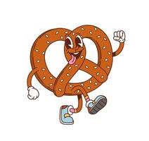 Groovy pretzel character with a playful expression vector