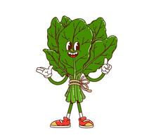 Groovy fresh spinach vegetable cute character vector
