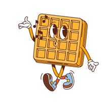 Groovy belgian waffle cute signing character vector