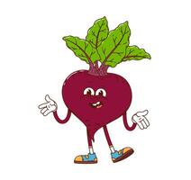Groovy ripe beetroot vegetable cute character vector