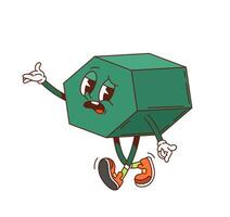 Groovy math hexagon geometric figure character vector