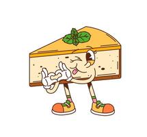 Groovy cheesecake piece foolish character vector