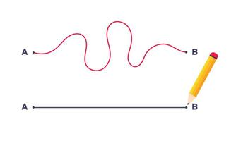 Complex and easy simple way from point A to B illustration. vector