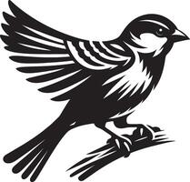 Unblemished sparrow bird shadow illustration on white background vector