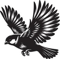 Pristine sparrow bird profile on clear white canvas vector