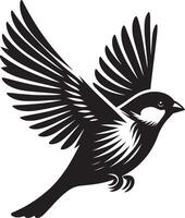 Tidy sparrow bird silhouette art on blank backdrop vector