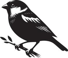 Graceful sparrow silhouette design on blank canvas vector