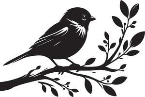 Sleek sparrow bird outline art on white vector