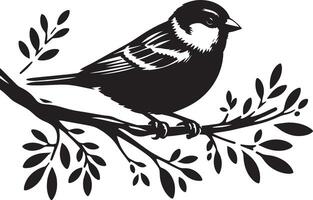 Uncluttered sparrow bird shape art on white vector